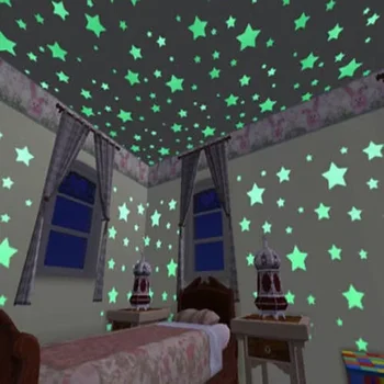 3D Gwiazdki Świecące w Ciemności Świecące naklejki Fluorescencyjne PCV Ścienne Artystyczne Naklejki Do Domu Do Pokoju Dziecięcego Sufitowe Dekoracja Ścian