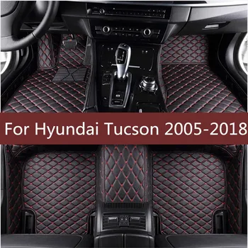 Dywaniki Samochodowe Flash-Mata Skórzane Własne Nakładki Na Nogi Samochodowy Dywan Samochodowy Etui Do Hyundai Tucson 2005-2014 2015 2016 2017 2018