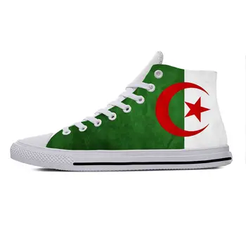 Gorący Algieria Algierii Flagę Patriotyczne Zabawne Modne Dorywczo Tkaniny Buty Z Wysokiej Piszczelą Lekkie, Oddychające Męskie I Damskie Tenisówki Z Nadrukiem 3D
