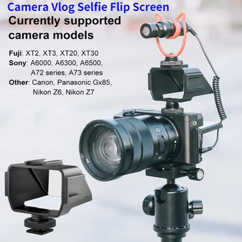 Klapki ekran PULUZ Camera Vlog Selfie z adapterem do mocowania zimne stopki do Lustra aparatu (czarny)