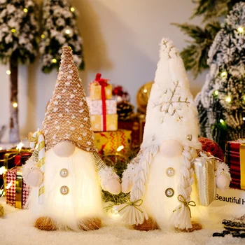 Nowe Ozdoby Świąteczne Długa Broda Pluszowe Czapka Z Lampą Lalka Rudolf Dekoracja Okna Boże Narodzenie Krasnolud Томте Santa Elf Doll