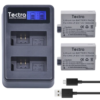 Tectra 2 szt. LP-E5 LPE5 Bateria + WYŚWIETLACZ LCD USB Podwójna Ładowarka dla Canon EOS Rebel XS Rebel T1i Rebel XSi 1000D 500D 450D Pocałunek Pocałunek X3